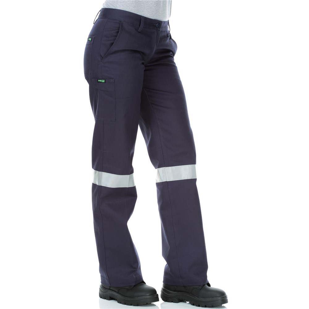1007TN - LADIES COTTON CARGO WORK PANTS WITH 3M™ REFLECTIVE TAPE