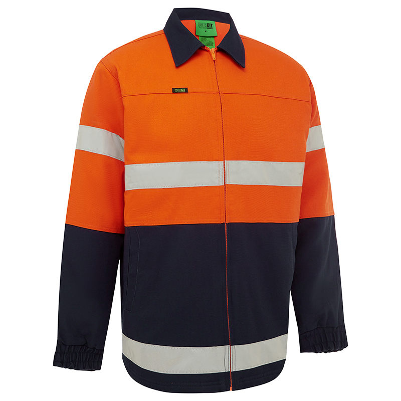 Hi Vis 2 Tone Cotton Drill Taped Jacket WORKIT Workwear